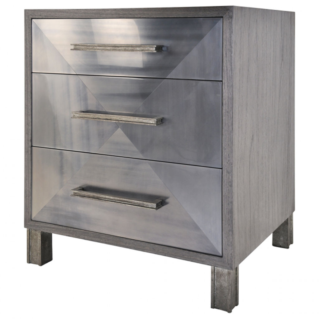 Parker Bedside Table, Antiqued Bronze Driftwood