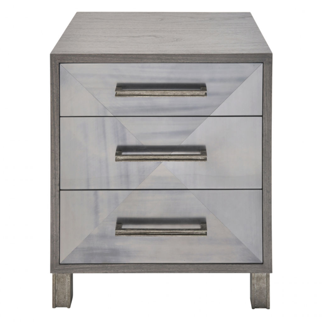 Parker Bedside Table, Antiqued Bronze Driftwood