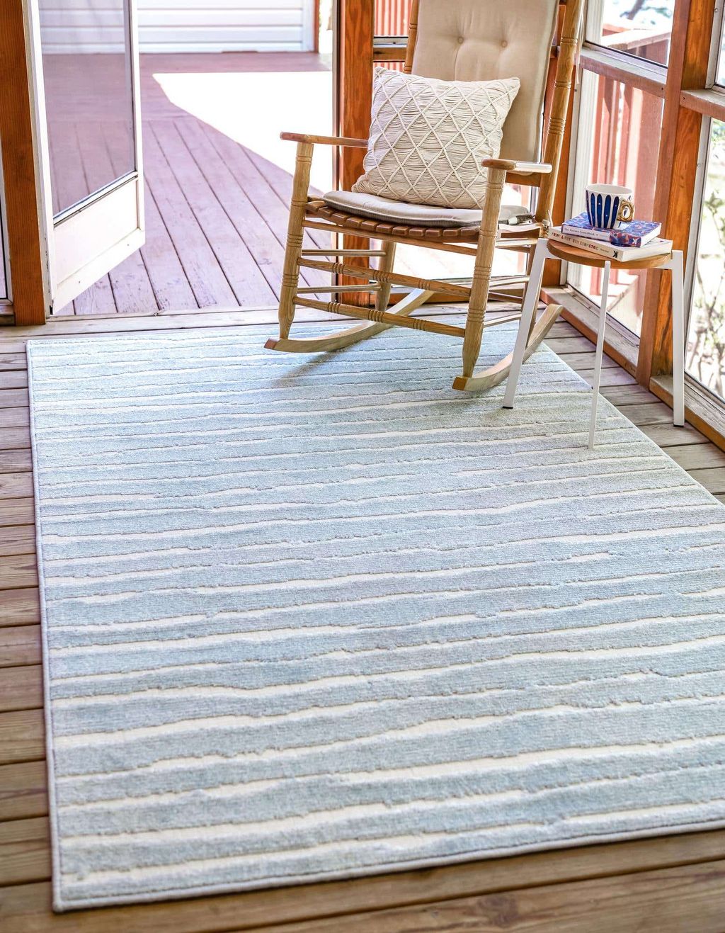 Light Blue 8' X 10' Sabrina Soto Outdoor Rectangle Rug (3146189)