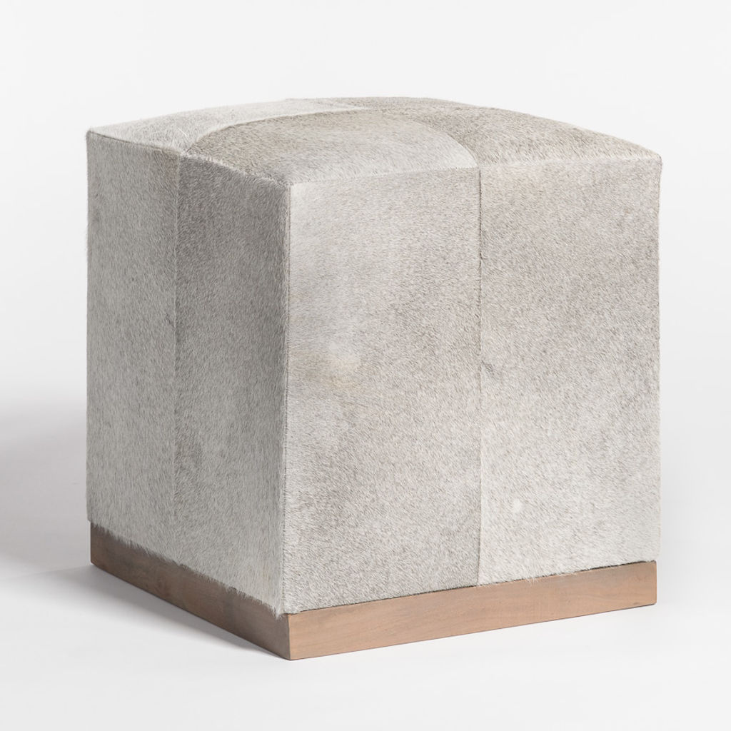 Preview image for Felix Small Leather Ottoman In Frosted Hide