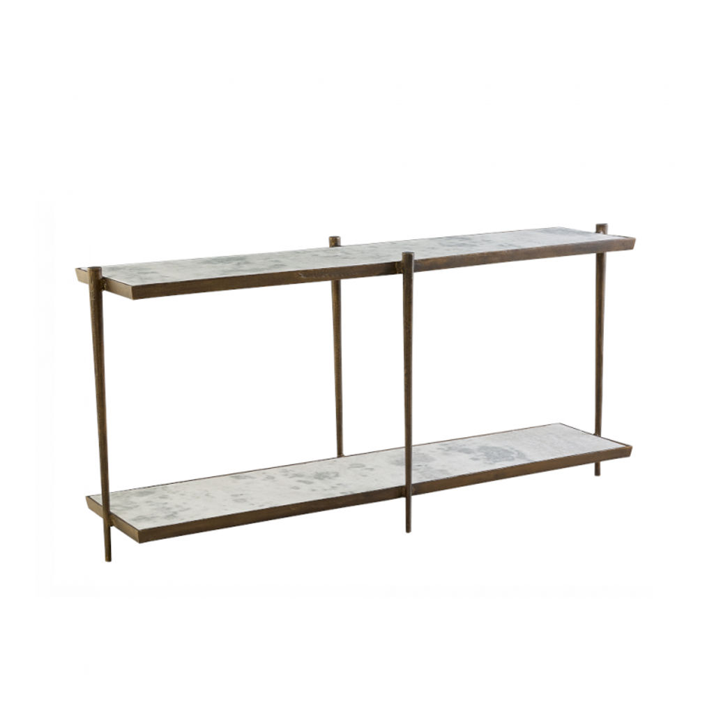 Preview image for Two Tier White Cloud Marble & Brass Narrow Console Table 60 inch