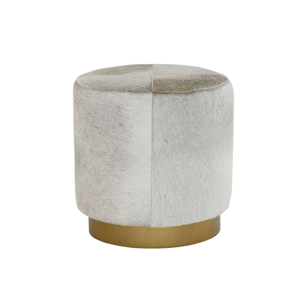 Small Frosted Ottoman, Antique Brass