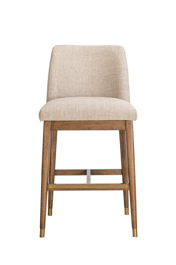 Cole Counter Stool In Herringbone Haze And Warm Walnut