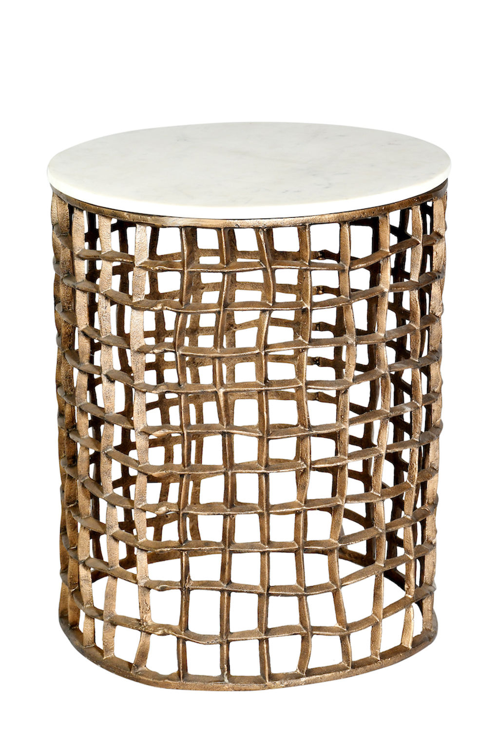 Lars End Table In Cloud Marble And Refined Brass