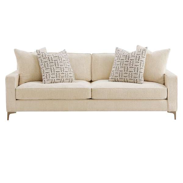 Emmett Sofa In Plush Pearl And Polished Chrome