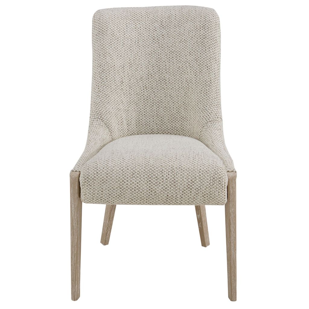 Modern Dining Chair In Crushed Cream And Dusted Stone