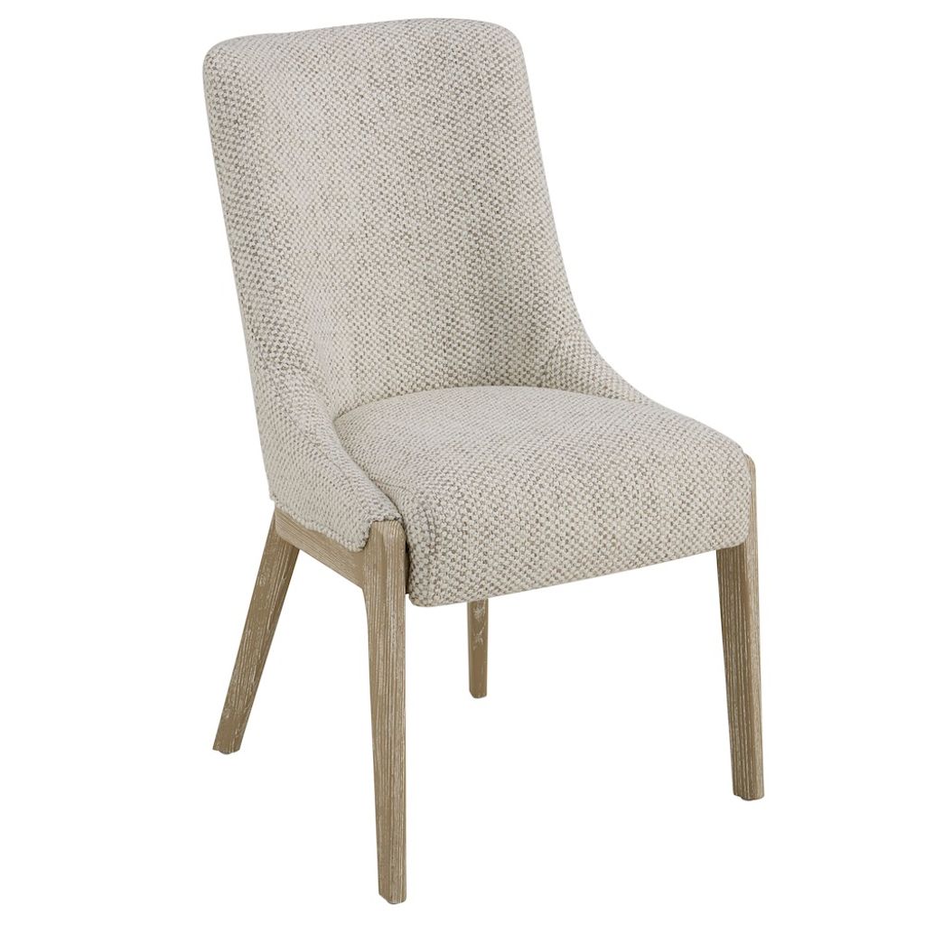 Modern Dining Chair In Crushed Cream And Dusted Stone
