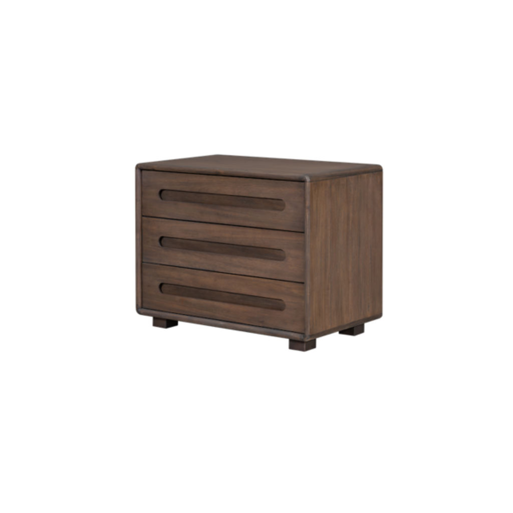 Cameron Three Drawer Nightstand In Modern Mocha