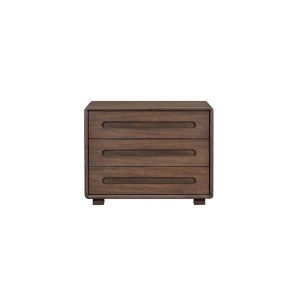 Cameron Three Drawer Nightstand In Modern Mocha