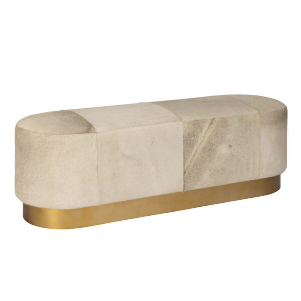 Jordan Bench In Frosted Hide And Antique Brass