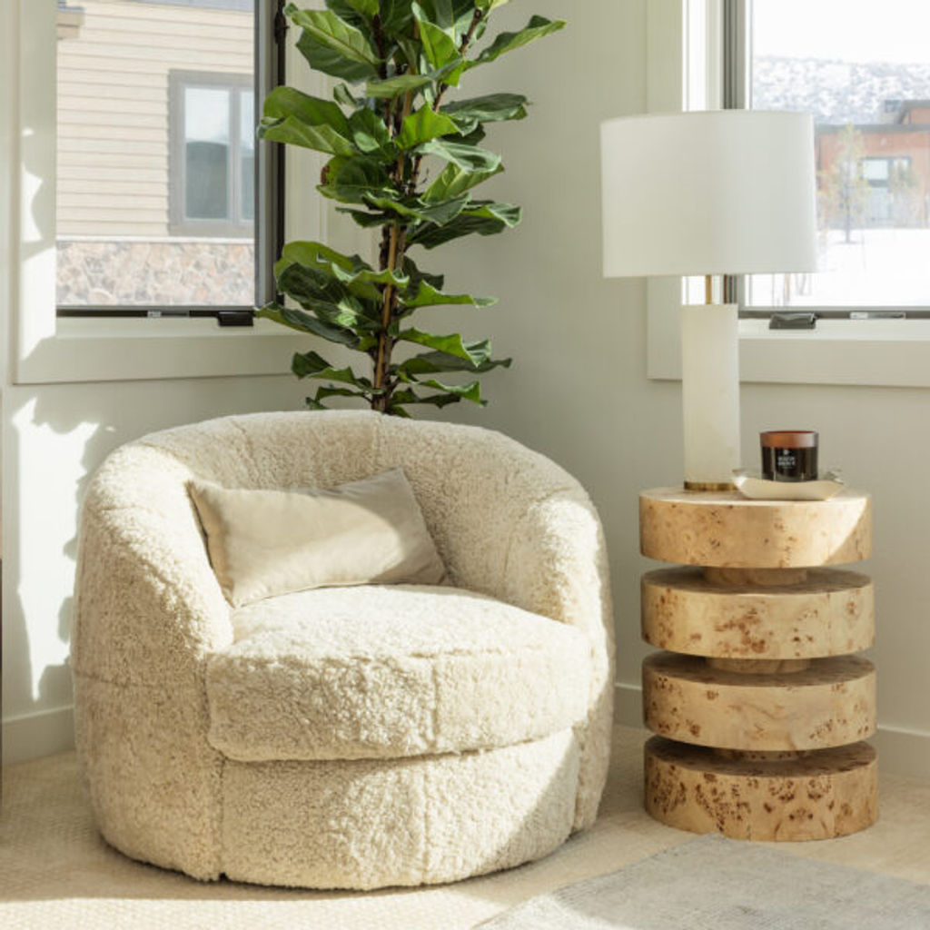 Sennon Swivel Occasional Chair In Natural Cream