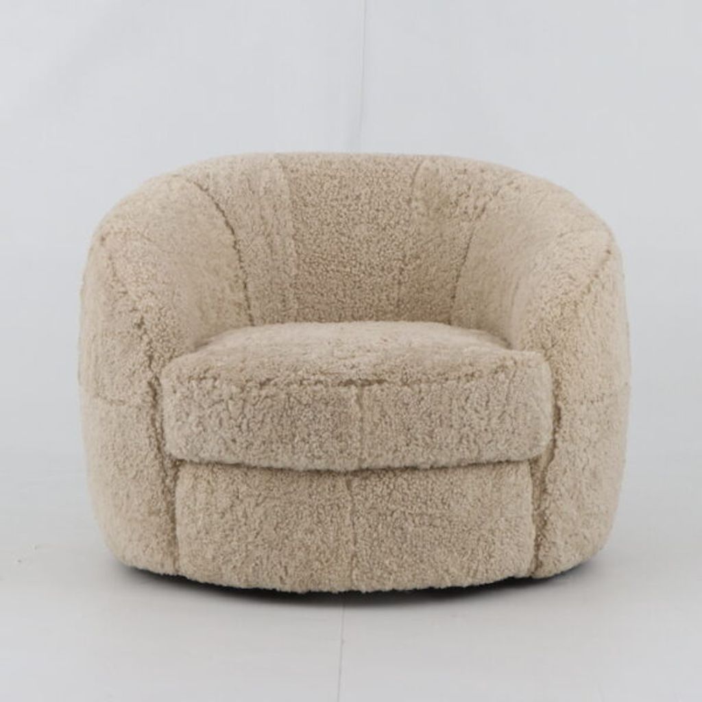 Sennon Swivel Occasional Chair In Natural Cream