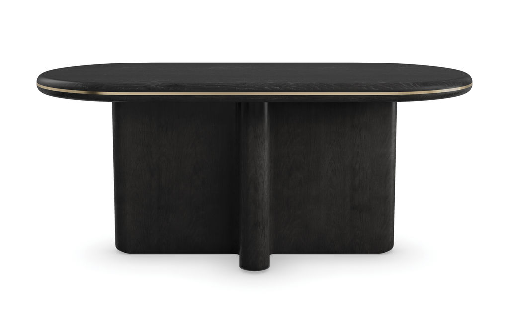 Preview image for Modern Oval Dining Table Black with French Gold Accent 71 inch