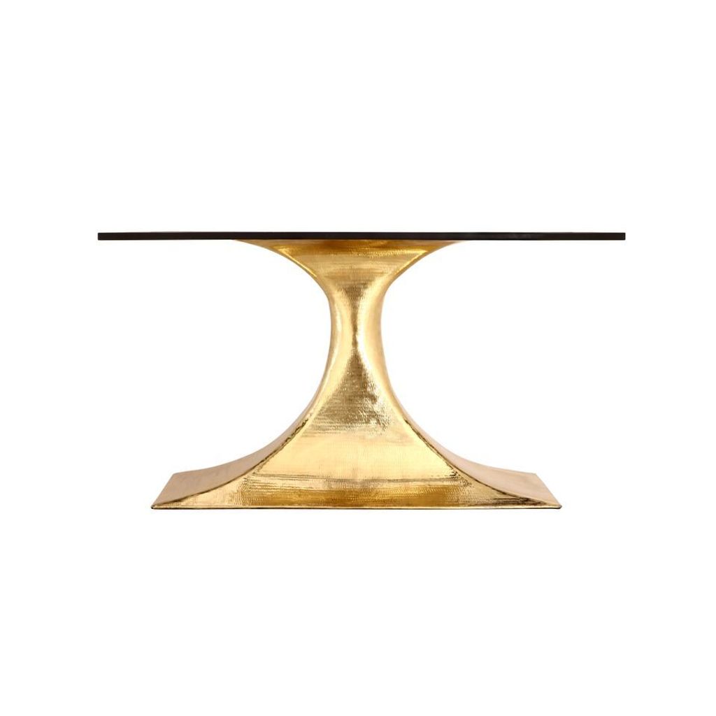 Black Oval Dining Table with Brass Base