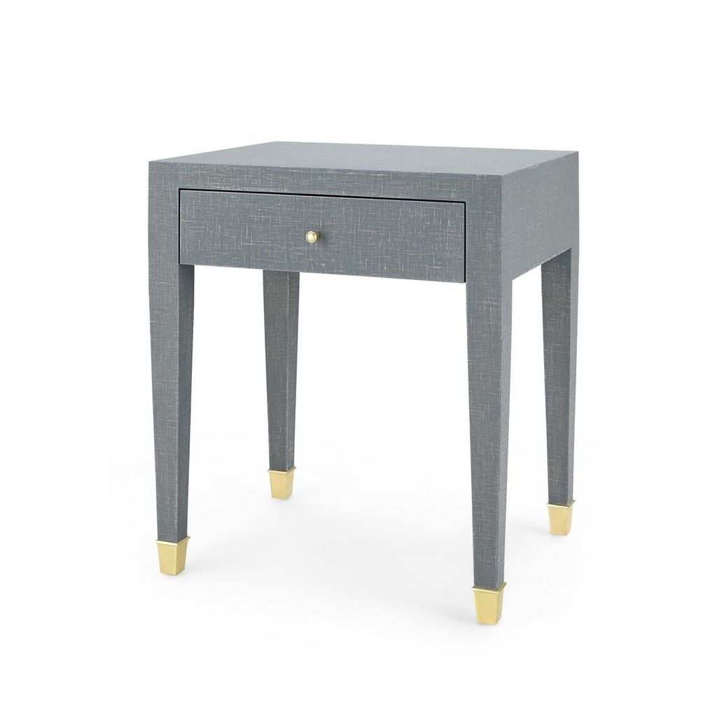 1-Drawer Side Table, Gray And Brass
