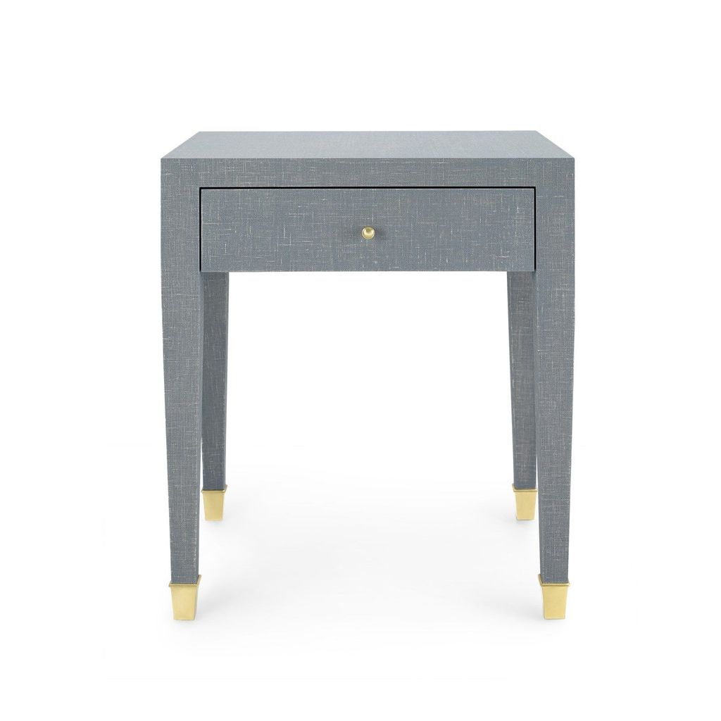 1-Drawer Side Table, Gray And Brass