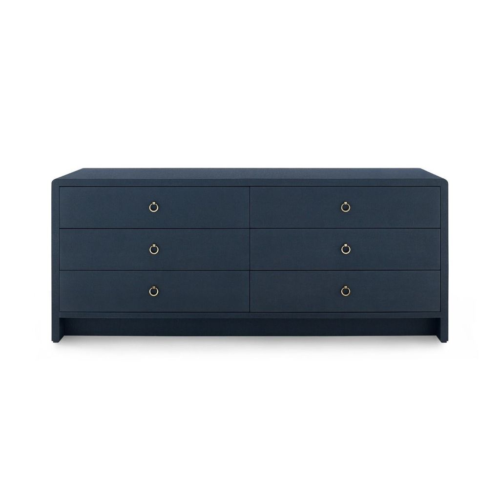 Bryant Linen Extra Wide Large 6-Drawer, Blue Steel