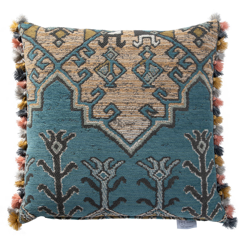 Kilim Me Softly Reef With Tassel Fringe, 24"X24" 