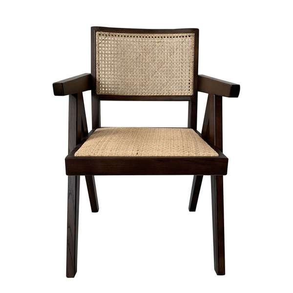 Cane Arm Chair Dark Brown (Set Of 2)