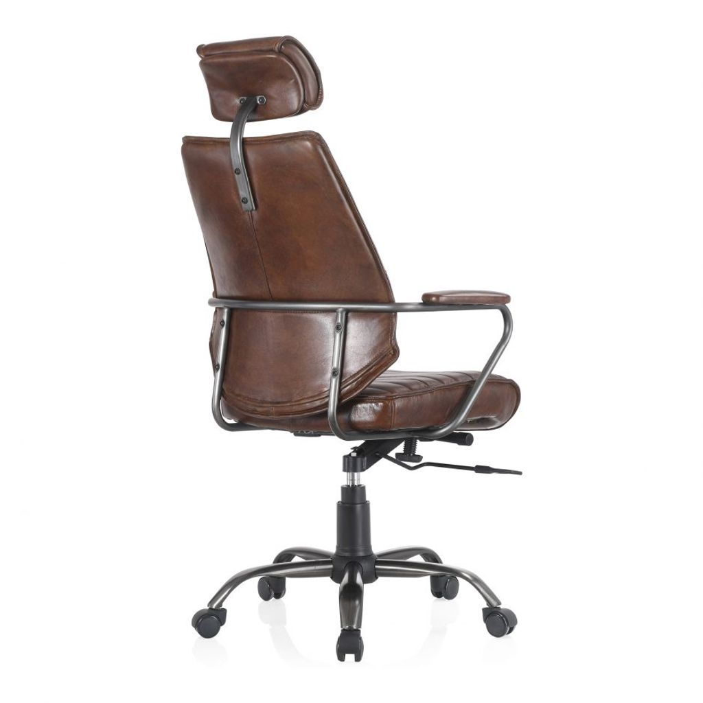 Executive Office Chair Cappuccino Brown Leather