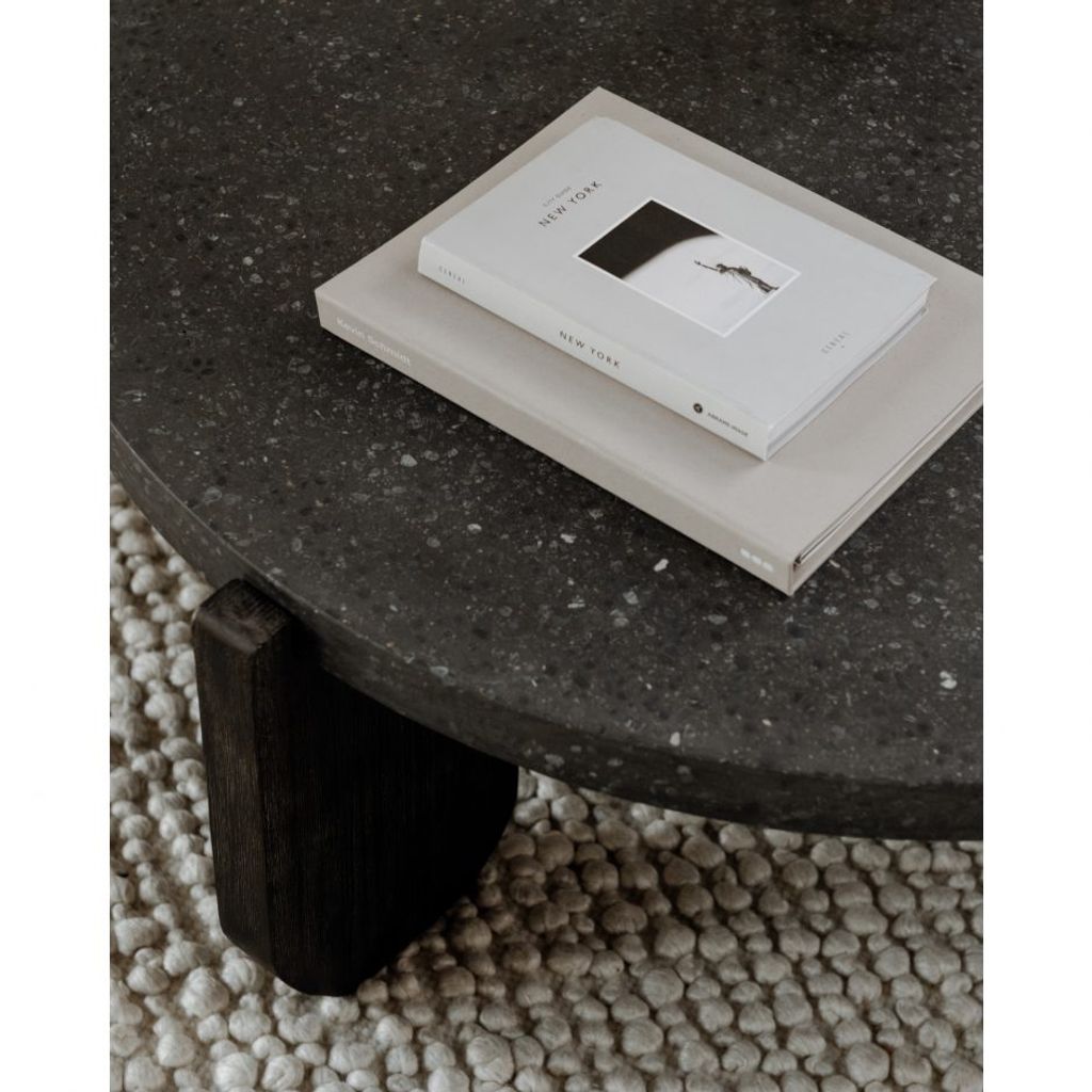 Round Acacia Coffee Table in Black