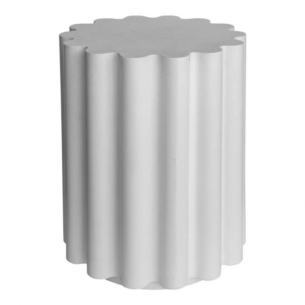 Rounded Ridges Concrete Accent Table White