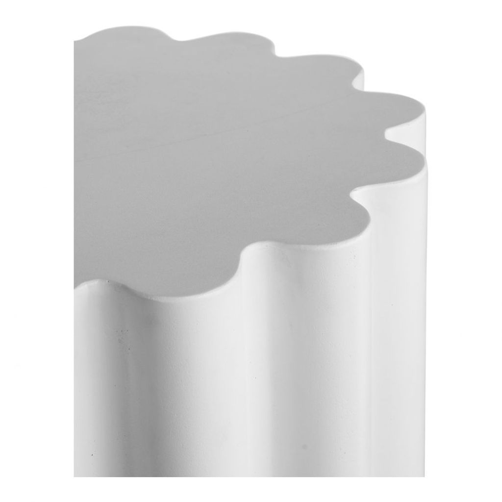Rounded Ridges Concrete Accent Table White