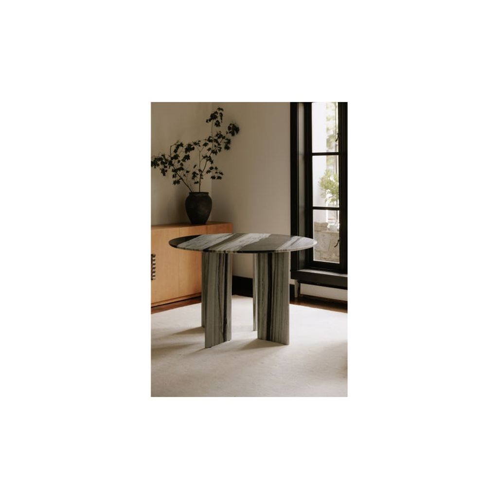 Celia Round Dining Table 48" X 48" X 30", Panda Marble