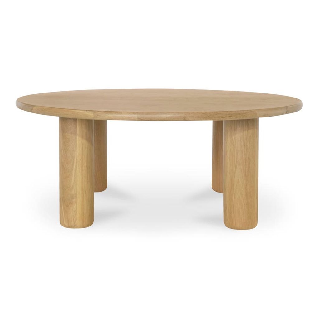 Preview image for Light Oak Wood Column Legs Round Coffee Table 42 inch