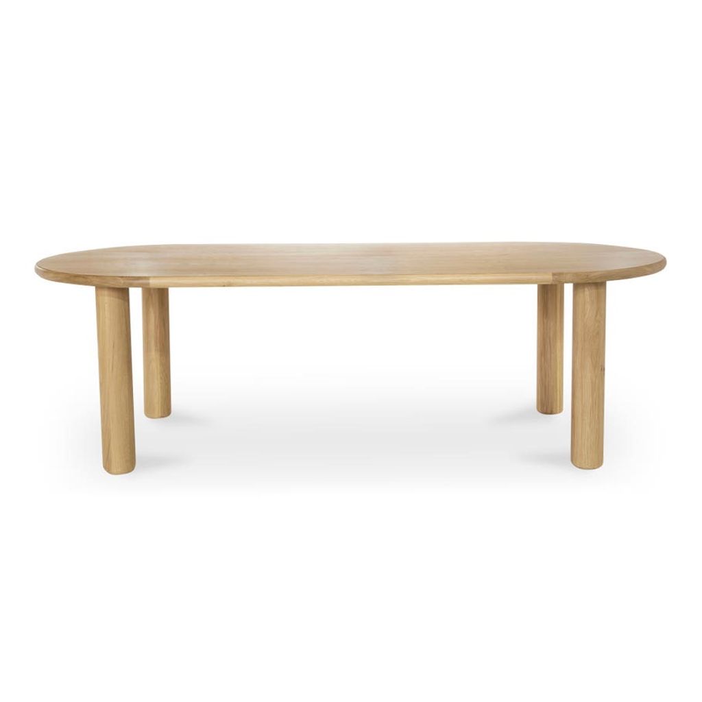 Preview image for Organic Modern Light Oak Oval Dining Table with Cylindrical Legs 96 inch