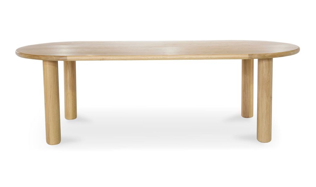 Preview image for Modern Organic Light Oak Wood Oval Dining Table with Cylindrical Legs 78 inch