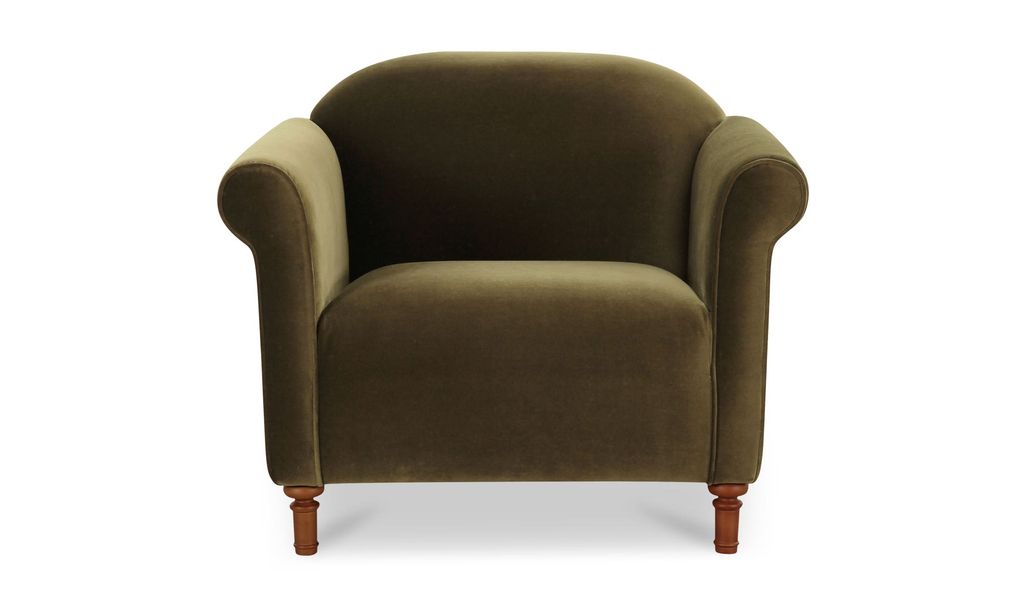 Harmony Accent Chair, Dark Green Faux Mohair