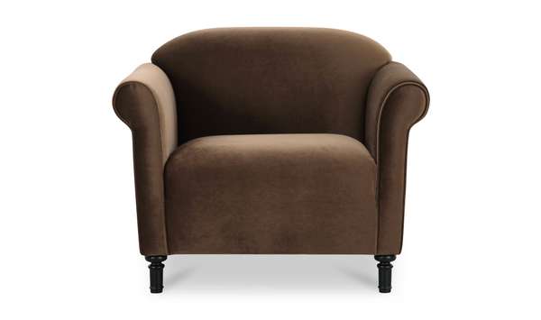 Harper Accent Chair, Dark Brown Faux Mohair