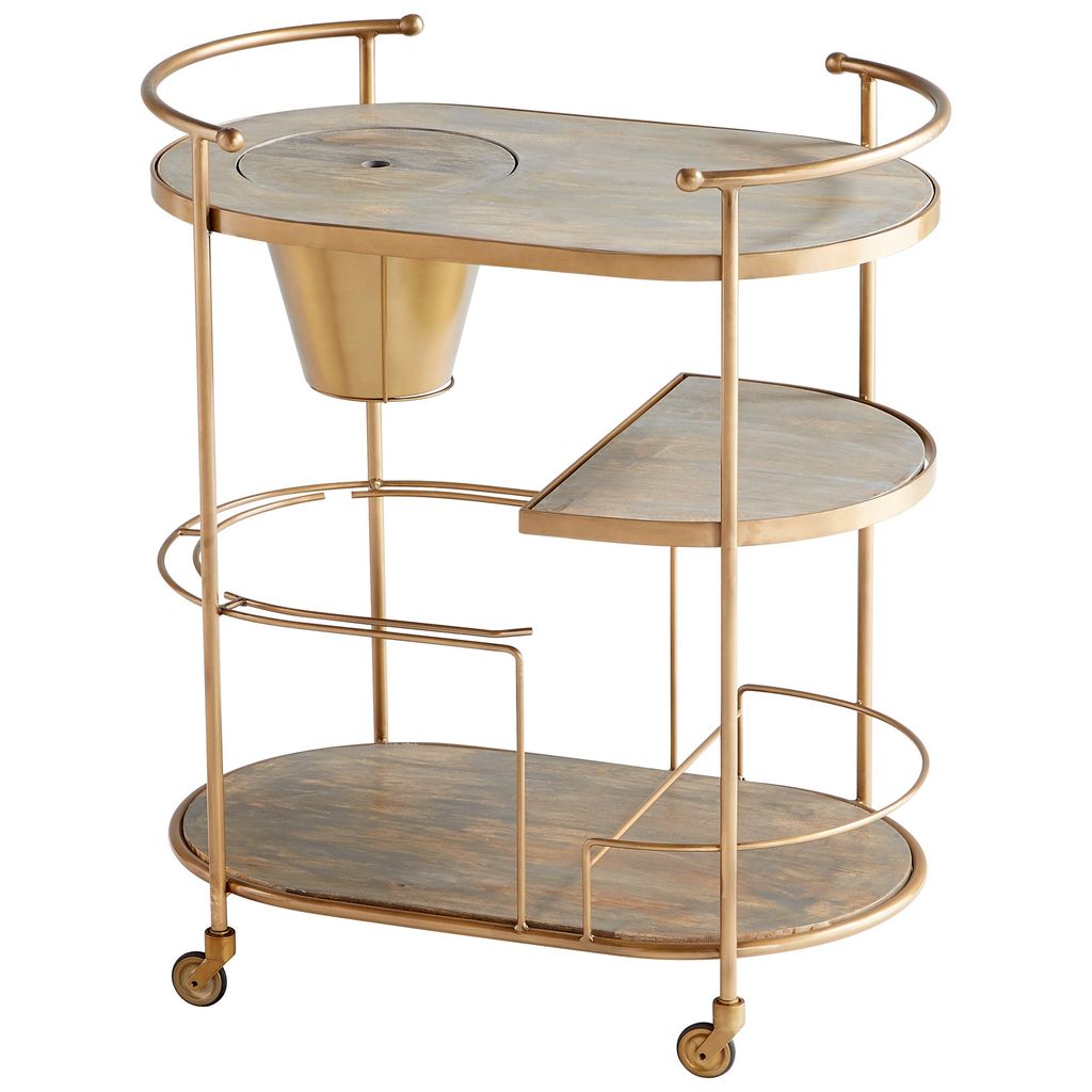Bar Cart, Antique Brass