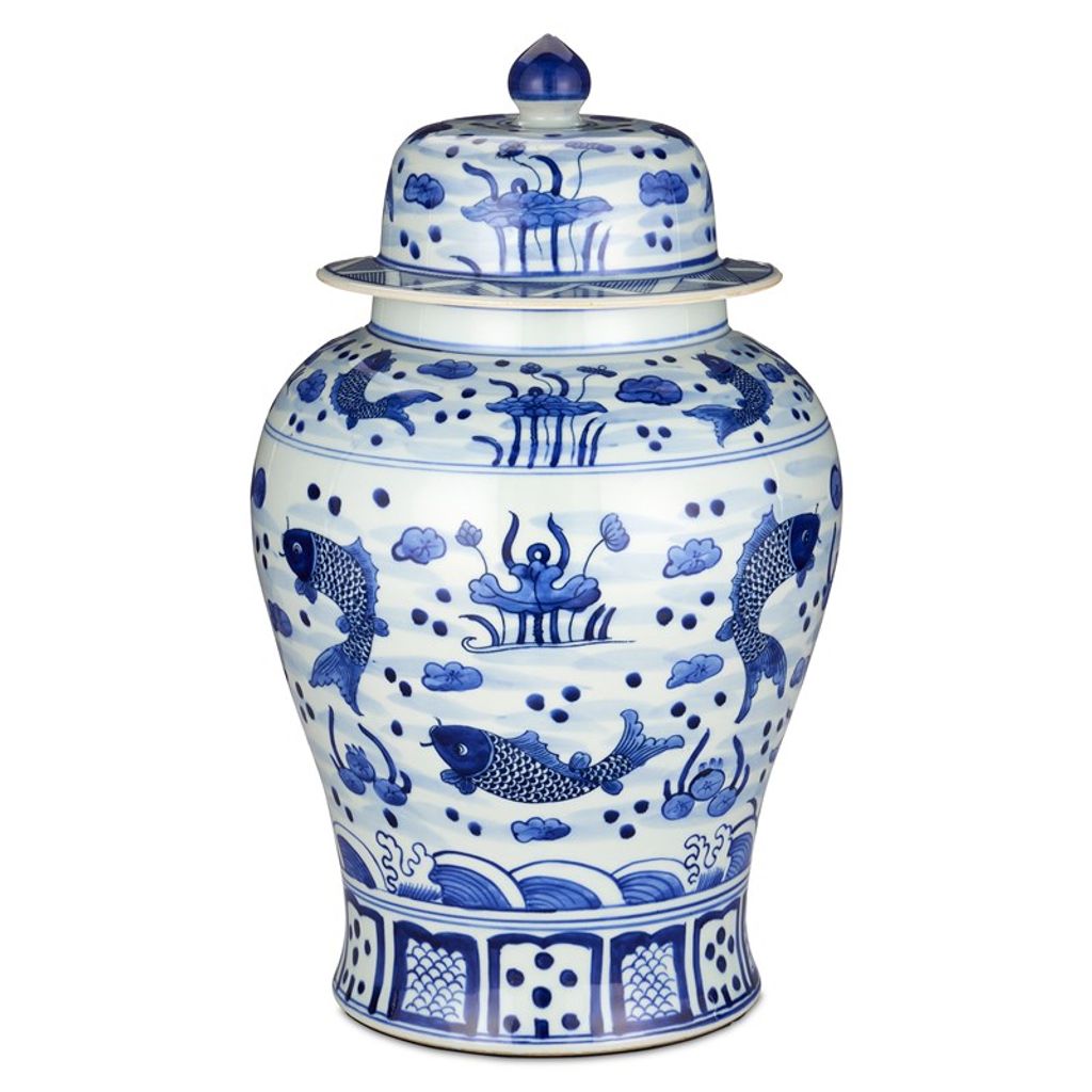 South Sea Blue & White Large Temple Jar
