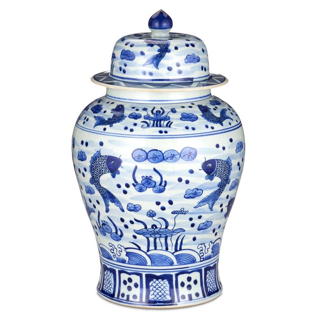 South Sea Blue & White Large Temple Jar