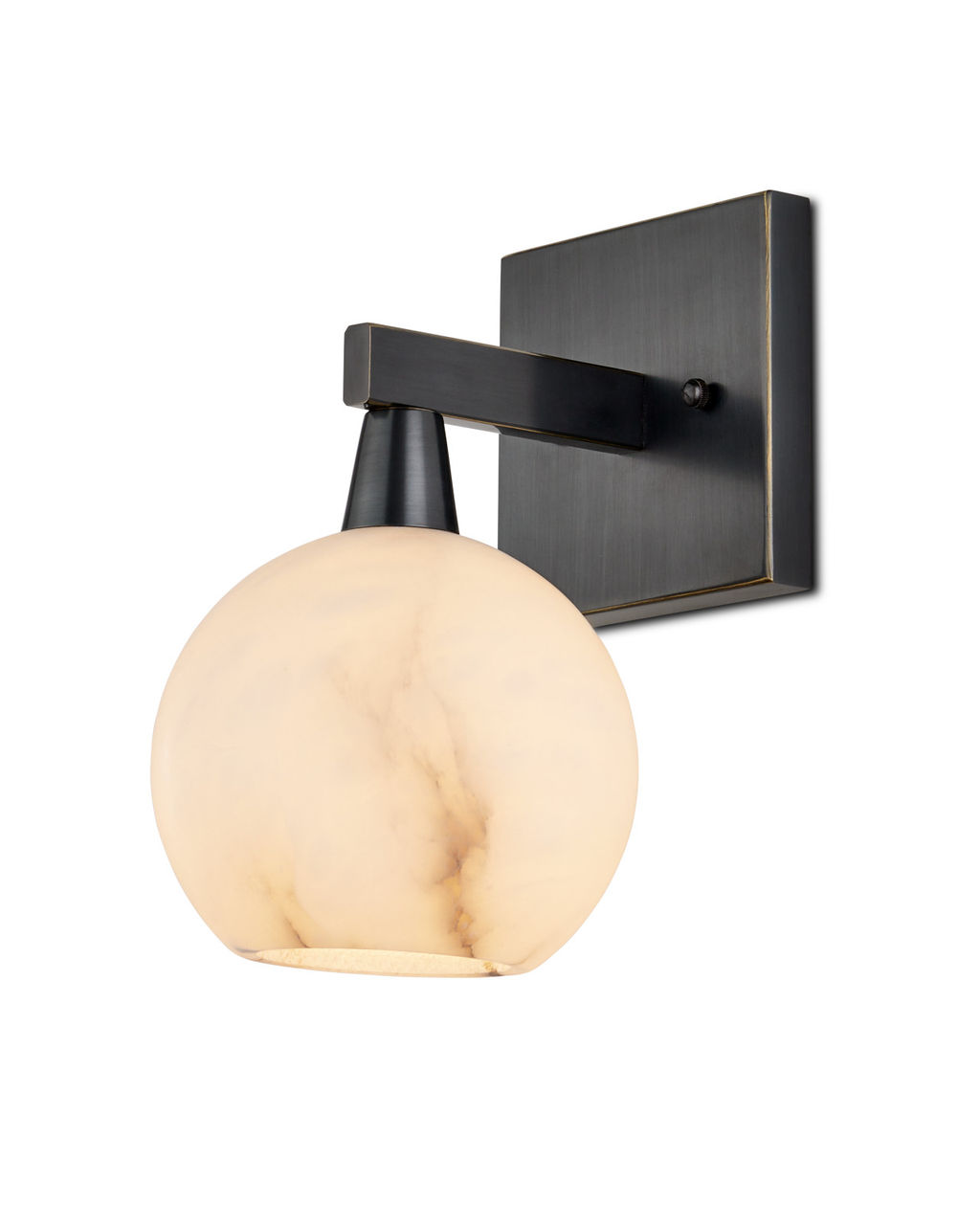 Alabaster & Bronze Bath Wall Sconce