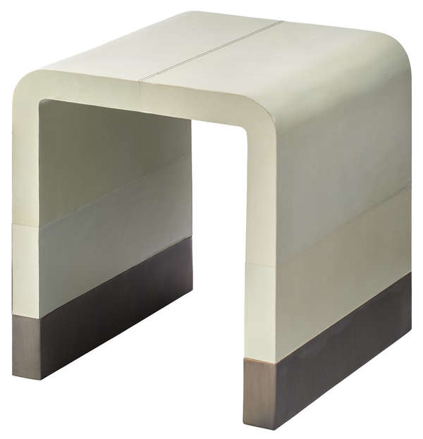 Waterfall Side Table, Dove Grey Leather