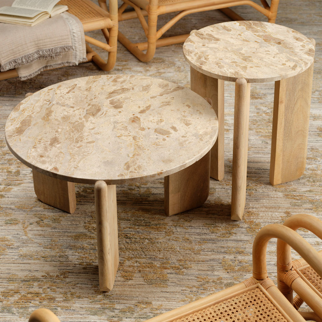 Quarry Wood And Tendua Stone Coffee Table