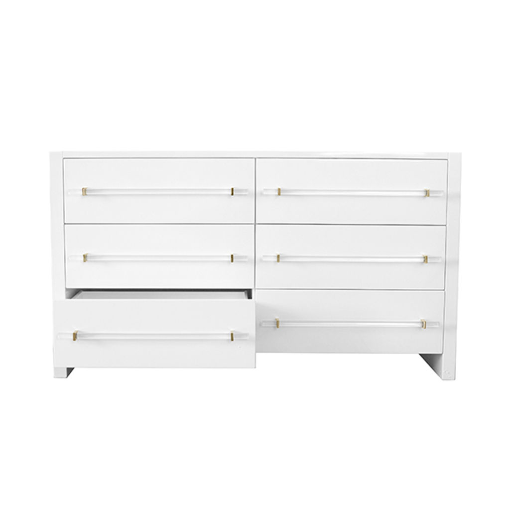 Luke Six Drawer Chest, White Lacquer
