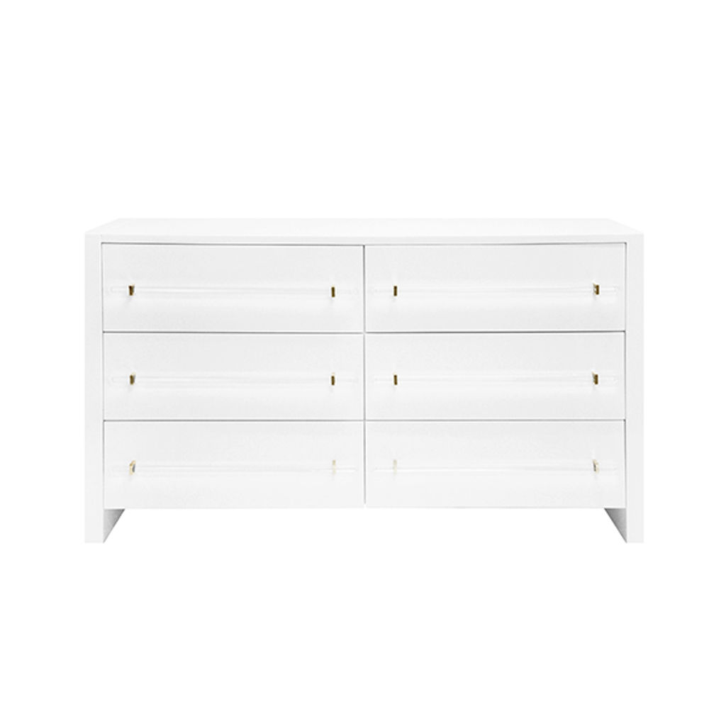 Luke Six Drawer Chest, White Lacquer