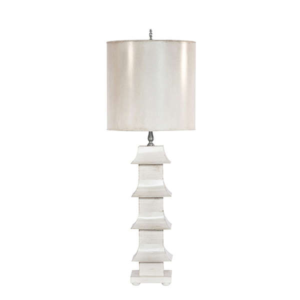Cream Tole Pagoda Lamp