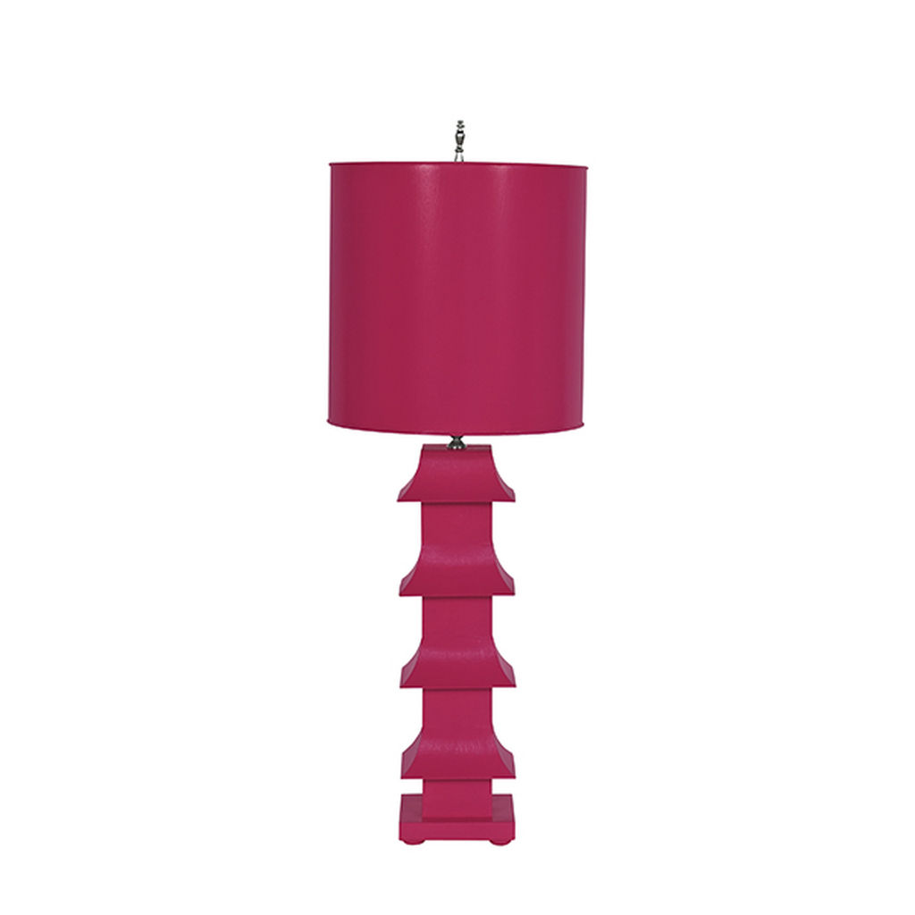 Hot Pink Tole Pagoda Lamp
