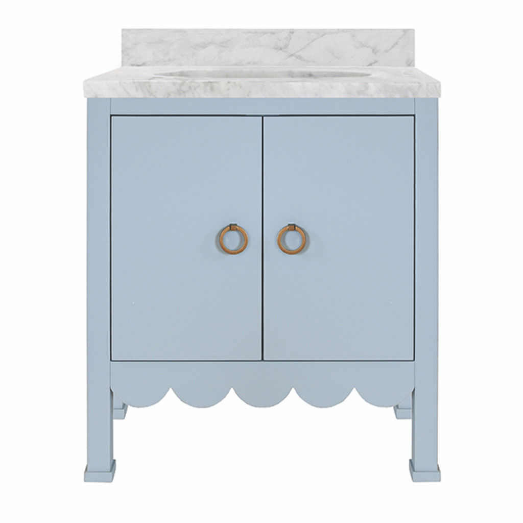 Scalloped, Light Blue Lacquer Vanity