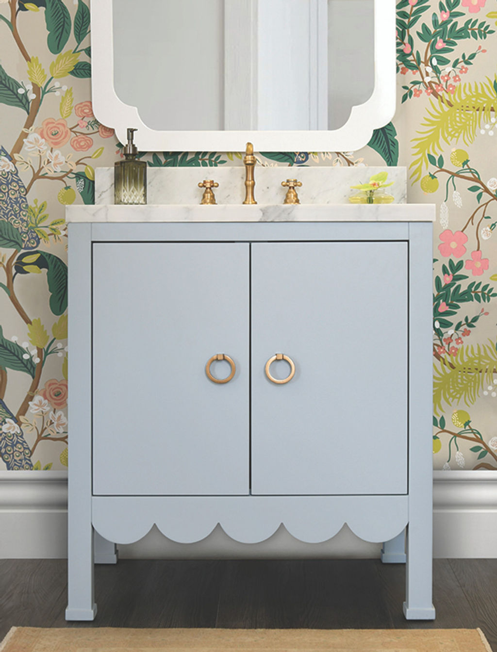 Scalloped, Light Blue Lacquer Vanity