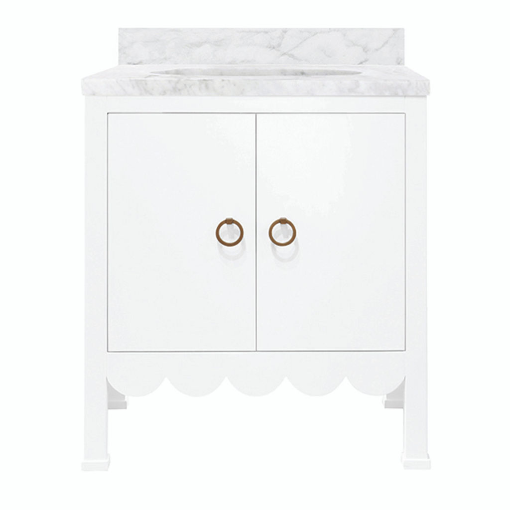 Scalloped Matte White Lacquer Vanity