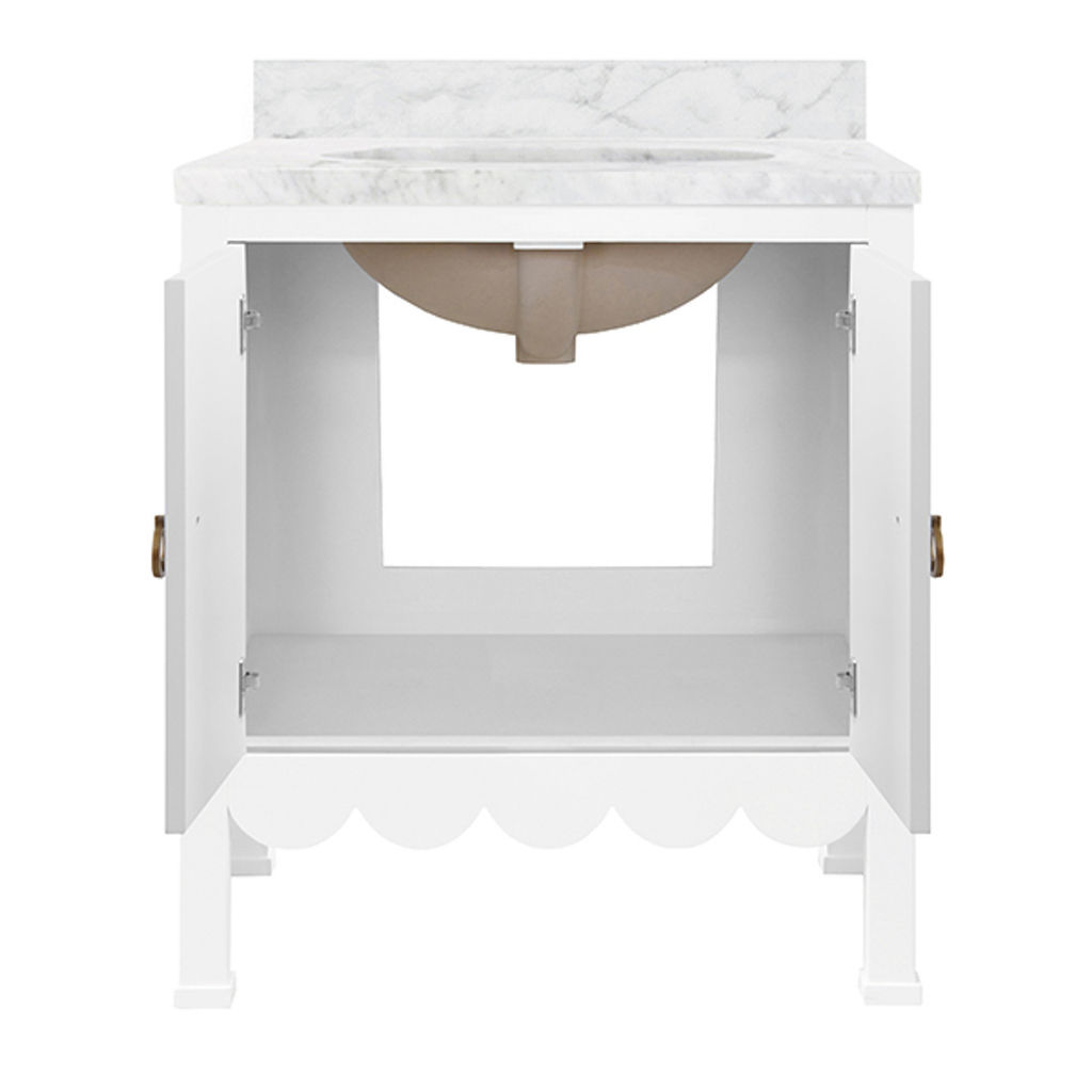 Scalloped Matte White Lacquer Vanity