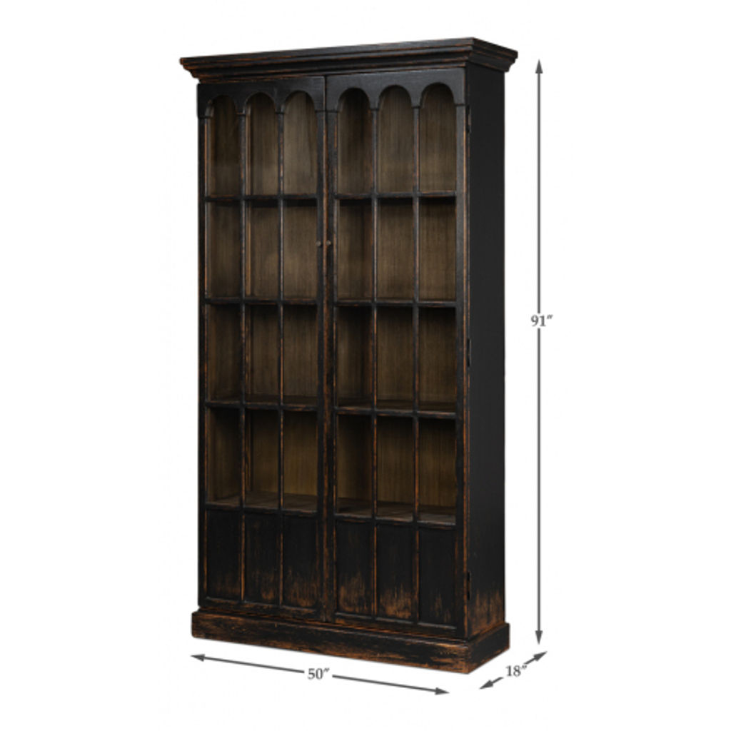 Edgar Allan Glass Bookcase Antique Black