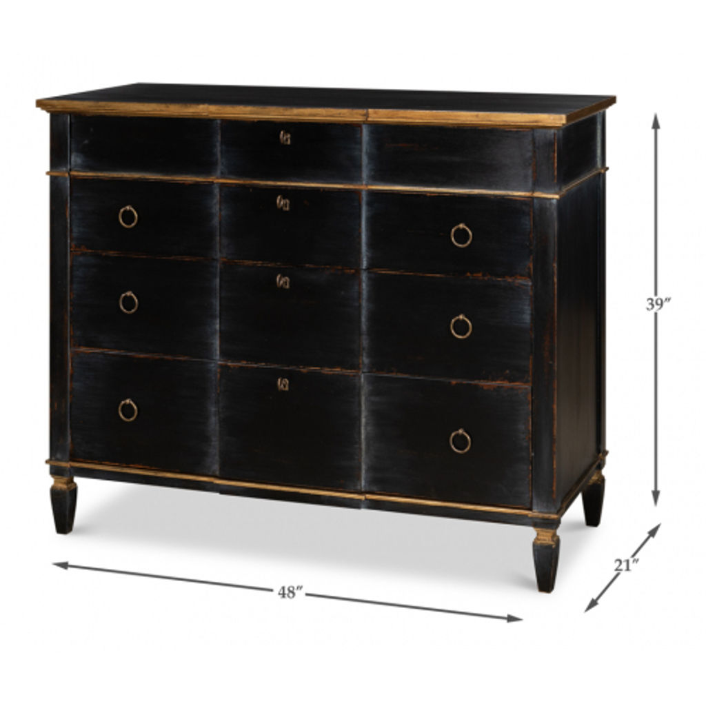 Azzalene Single Dresser Black W/Gold