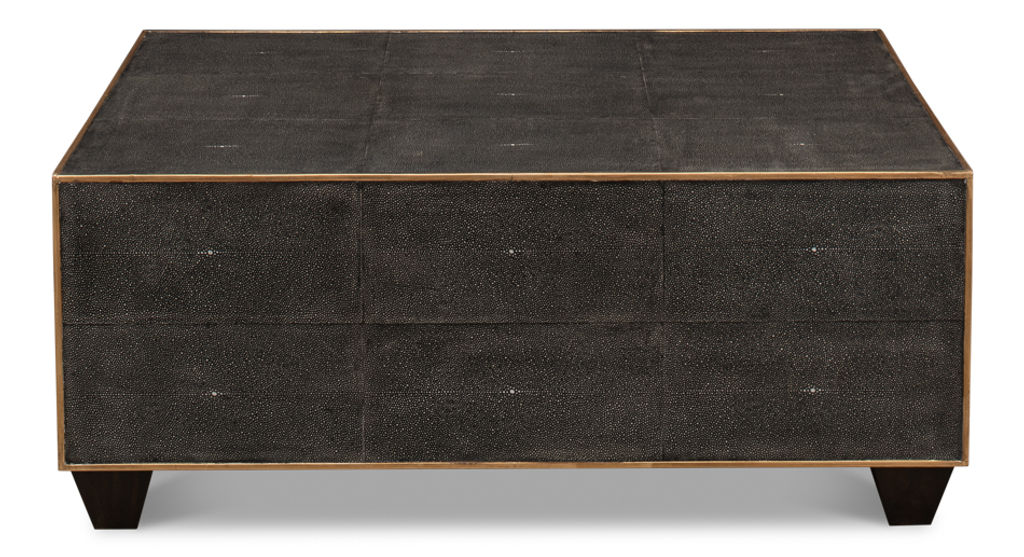Grey Leather Shagreen Cocktail Table
